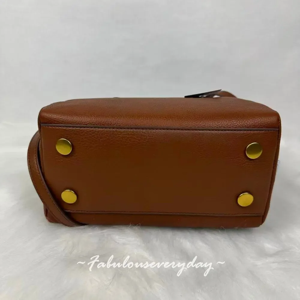 Fossil Sydney Satchel Crossbody Handbag Medium In Leather/Gold/Brown NWT